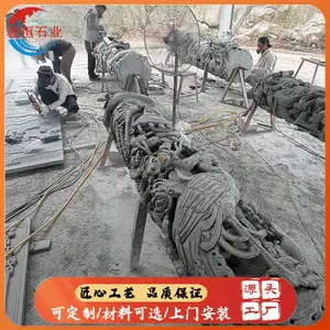 祠堂专用石雕龙柱 整石雕刻龙凤柱 家庙祖祠石柱定制