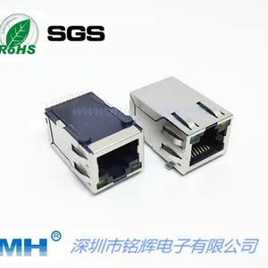 厂家供应SMT贴片RJ45集成百兆变压器插座 100M带灯