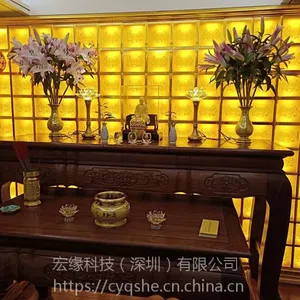供应寺庙智能佛墙万佛龛光明柱琉璃佛砖铝合金佛龛宏缘科技万佛工程