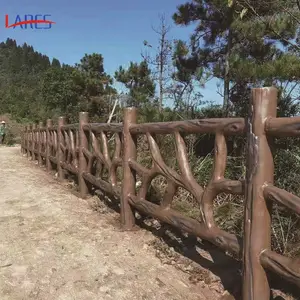 山西太原水泥仿木护栏 景区河道扶手护栏 公园栅栏仿树混凝土栏杆