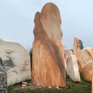 晚霞红门牌石村牌石立式卧式大小均有 美石天下景观石5000块供应