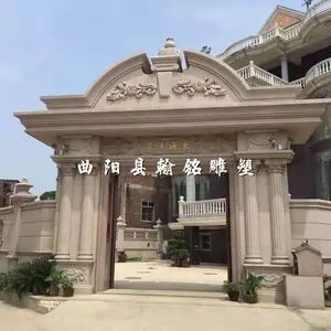 石雕欧式门柱雕塑 大门门套石柱子 庭院别墅门口摆件大理石