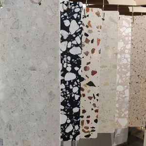 加工无机水磨石餐桌 支持做北欧黑白水磨石茶几餐台 洗手台面岛台