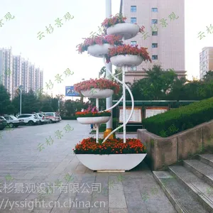 广场大型花架 花盆户外 艺术花坛 云杉景观 造型花架 立柱架组合式