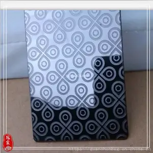 304不锈钢黑钢镜面蚀刻板加工厂 黑钛金腐蚀花纹不锈钢板生产厂家