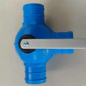 现货批发铁手柄63mmPVC软带三通阀 软管微喷带水带承插三通开关