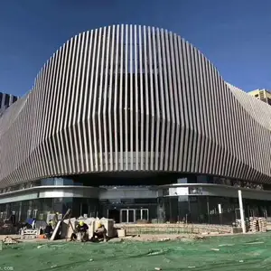 全季酒店门头铝格栅 酒店墙面铝方通格栅 酒店装饰铝格栅板