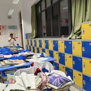 学校书包柜批发零售,教室收纳柜多层分区设计