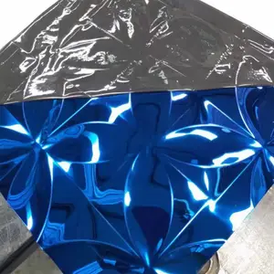 温岭专业定制镜面宝石蓝不锈钢压花板建筑装饰