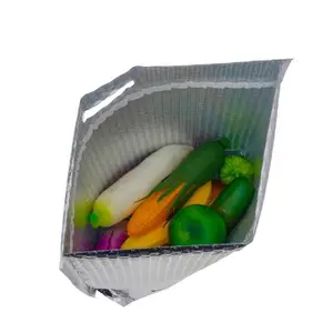 镀铝膜气泡自立袋定做 肉类海鲜食品级保温手提袋冲孔包装袋