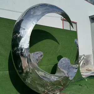 不锈钢月亮圆环雕塑 不锈钢水滴圆环雕塑
