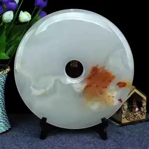 焕环祥玉器工艺品平安扣摆件阿富汗玉石新中式打印雕刻玉盘礼品