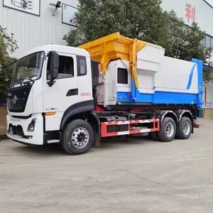 东风后双桥勾臂垃圾车配套18方移动压缩垃圾站