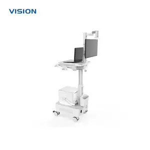 双屏移动设备推车 VISION 23124| 可OEM/ODM定制 可升降电脑工作站