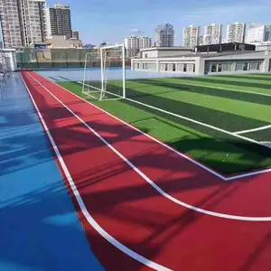 内蒙国先体育羽毛球户外地坪材料田径运动场地人造草坪多色彩效果