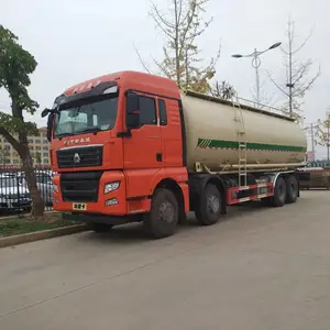 重汽汕德卡前四后八35吨粉粒物料运输车 干粉砂浆车 木碳粉散装水泥运输车