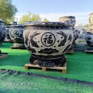 青石缸定制石雕鱼缸花盆养鱼池荷花水池水缸中式复古摆件