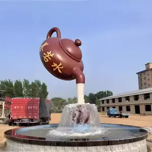 玻璃钢天壶雕塑悬空流水茶壶模型户外茶楼中式庭院l落地创意摆件