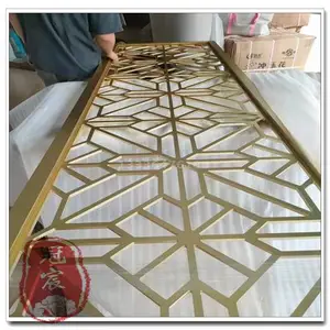 美容院大堂玄关隔断 长虹玻璃发光简约风格屏风 不锈钢制品厂家