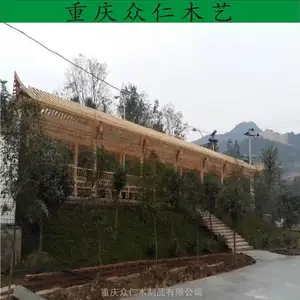 忠县户外实木长廊 芬兰木古建长廊设计安装 众仁木艺