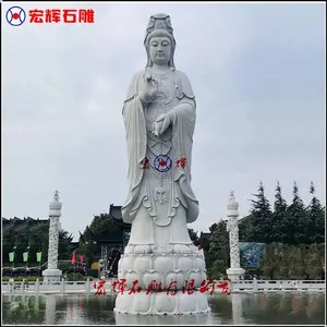 5米高芝麻白观音佛像/花岗石滴水观音惠安石雕