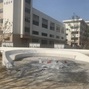 公园水磨石坐凳石子厂家白色混凝土树池花坛包工包料