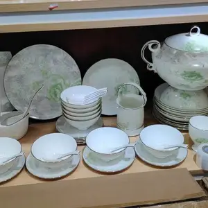 景德骨瓷轻奢碗碟套装 家用釉中陶瓷碗盘餐具62头 乔迁送礼批发