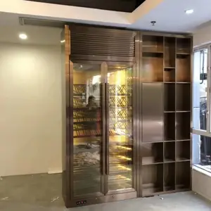 玫瑰金内饰恒温不锈钢酒柜义乌酒店不锈钢酒柜酒架定制
