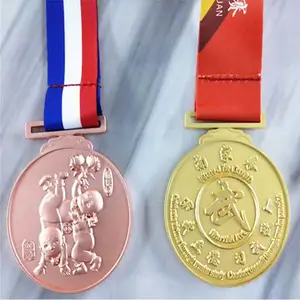 儿童奖牌定制 学校活动奖牌制作 镂空烤漆填色奖牌袋子