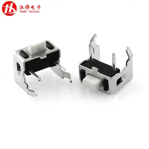 卧式侧按带支架3x6x4.3插脚按键 黑底白钮微动轻触开关 汉博HANBO