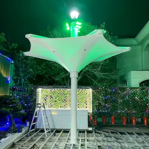 大型膜结构智能景观灯光伞 小区景点户外自开收遮阳伞
