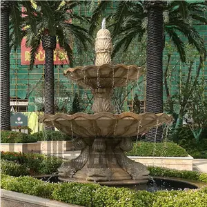 双层石雕水钵喷泉 欧式水钵水景 跌水钵雕刻