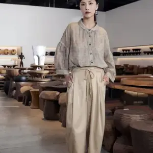 库存尾货氏咖 北欧轻奢设计师品牌 棉麻连衣裙文艺气质 专柜春季女装撤柜走份