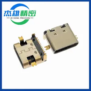 USB 3.1 type C连接器板上USB C/F 16PIN接口 TYPE C前贴后插有柱