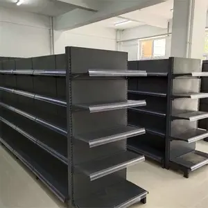 金龙恒晟灰色超市货架 900mm宽双面背板商超设备 五层展架