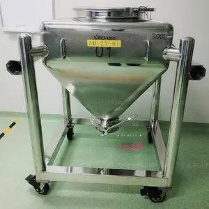 800L不锈钢移动方锥料仓储存***药品金属粉末颗粒400公斤