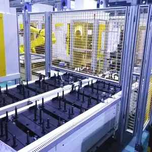 铝型材护栏网 供应机器人工作站围栏 车间安全隔断黄色网格