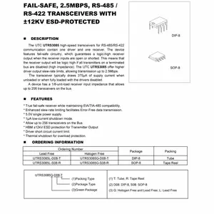友顺高速收发器 UTRS3085 包含1个驱动器和1个接收器
