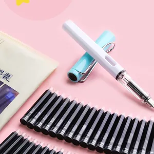 钢笔小学生专用练字正姿F笔尖特细暗明初学者可擦墨囊可替换黑纯蓝色墨水两用三年级