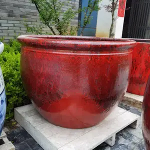 景德镇雕刻龙缸 中式颜色釉大号养鱼缸 手绘水缸工艺品摆件