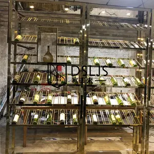 广东佛山宾士来新款不锈钢红酒架 拉丝香槟金酒架批发