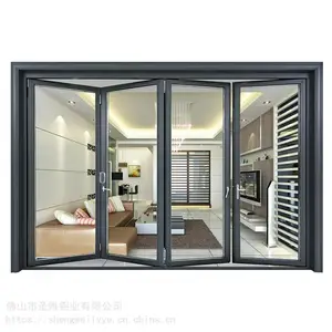 厂家供应时尚极简铝合金大折叠门客厅大堂钢化玻璃折叠门整套门