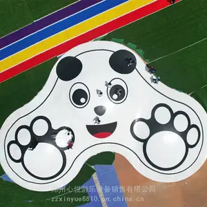 内蒙古草原农庄充气熊猫蹦蹦云跳床定制设计
