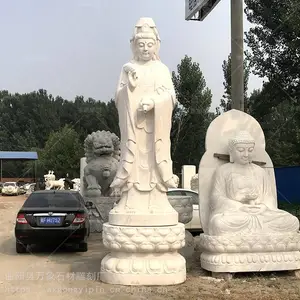 河北石雕观音雕像,曲阳石雕汉白玉滴水观音雕塑