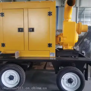 防汛排涝用柴油机污水自吸泵 30KW拖车防雨罩柴油机水泵 柴油机水泵价格