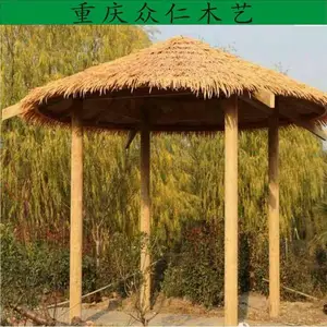铜梁户外景区长廊 防腐木仿古长廊生产 茅草长廊