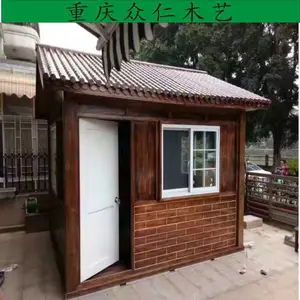 巫山木制岗亭景区移动售货亭批发 黔江防腐木保安亭景区售票亭施工安装 众仁木艺