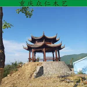 永川户外碳化木仿古凉亭 防腐木家用凉亭 樟子松古典亭子施工安装 众仁木艺