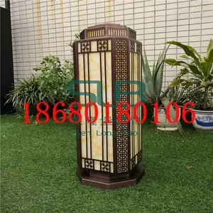 优质仿云石柱头灯庭院公园led景观立柱灯深咖色拉丝***柱头灯