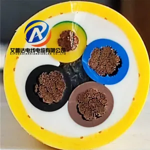四芯带黄绿掘进机台车聚氨酯拖拽电缆4G16特种卷筒电缆4*16